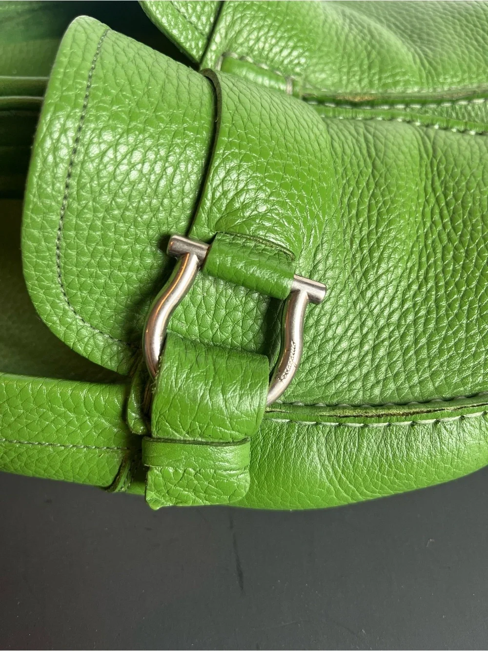 Salvatore Ferragamo Men’s Green Leather Buckle Driver Loafers Slip-On US 10 EE